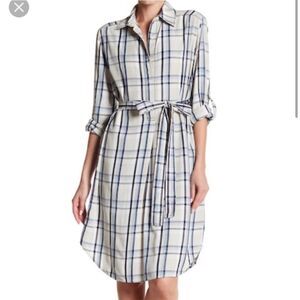 Max Studio Plaid Long Sleeve Shirt Dress Size Large